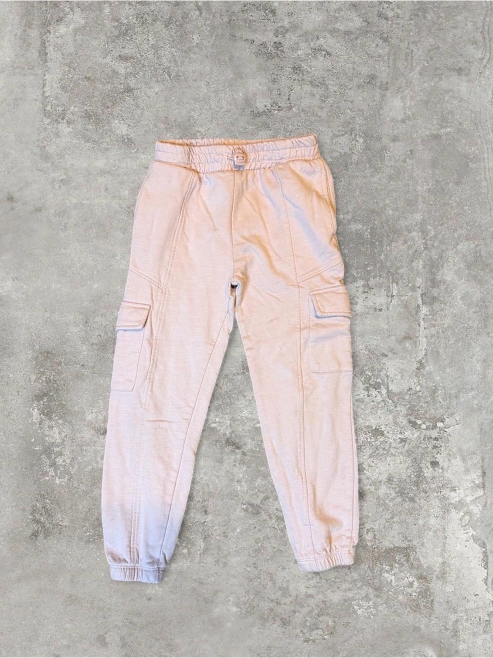 Girls' Light Pink Cargo Joggers with Elastic Waist